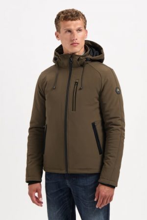 abrigo soft shell taupe