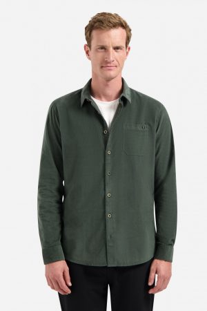 camisa solid fine herringbone verde