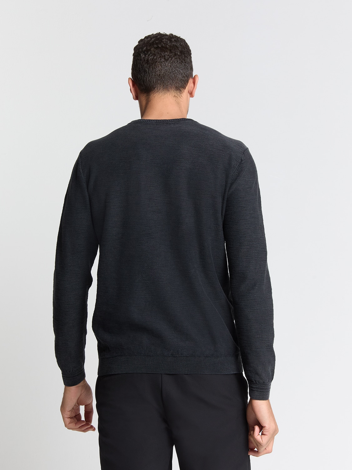 jersey Crewneck Garment Dyed negro - Imagen 5