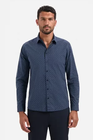 printed strech azul oscuro