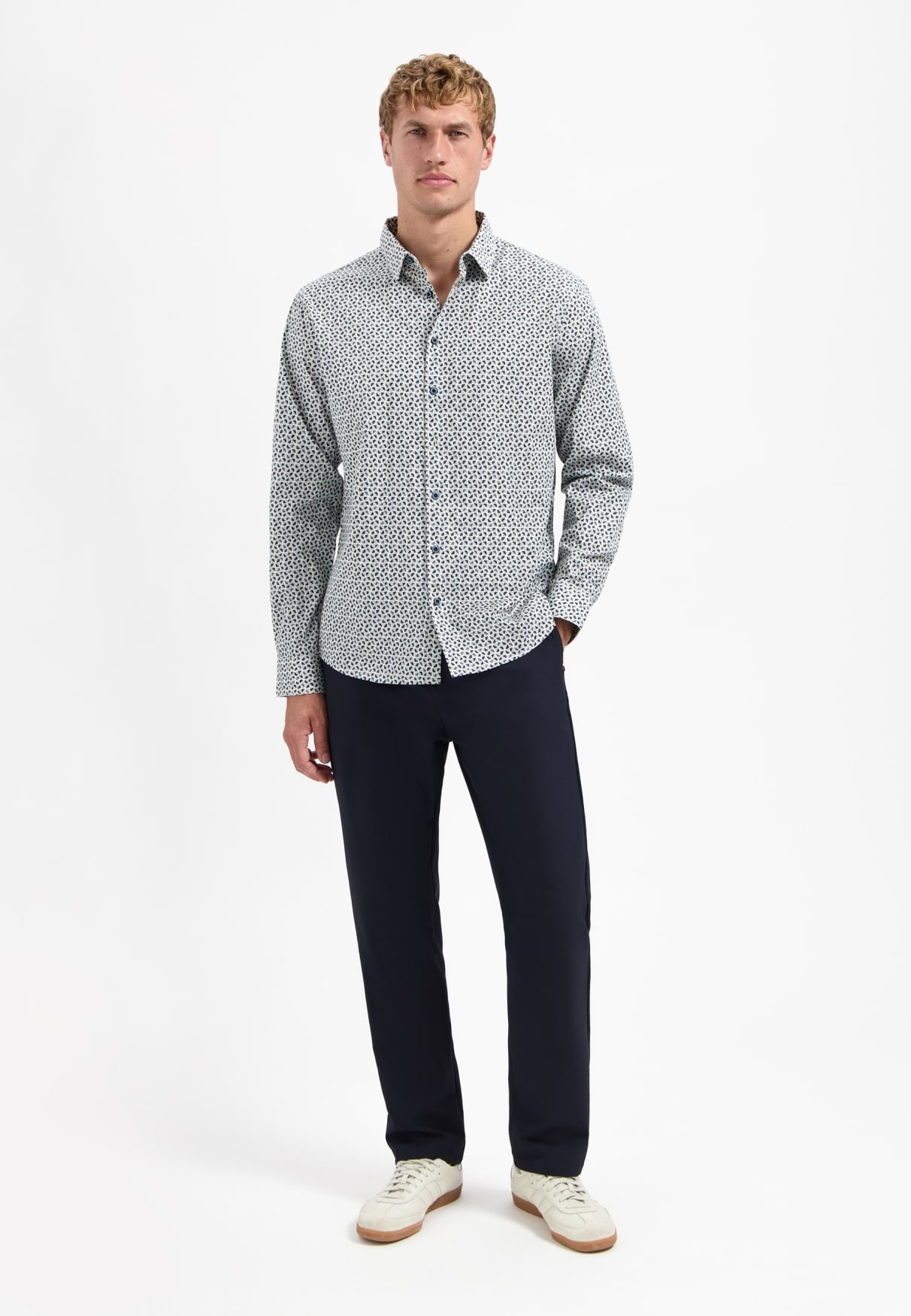 camisa printed strech dusty blue - Imagen 3