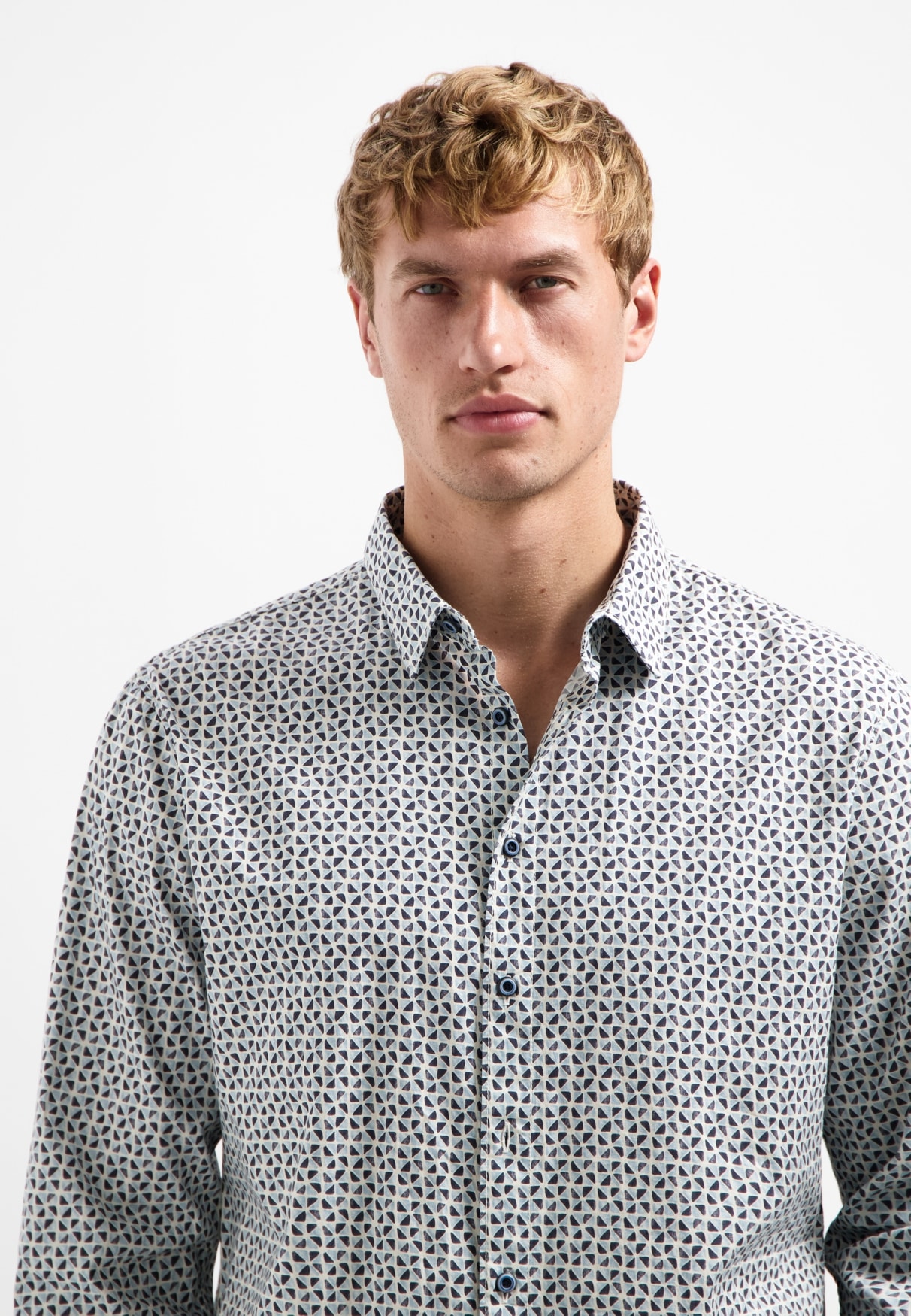 camisa printed strech dusty blue - Imagen 2