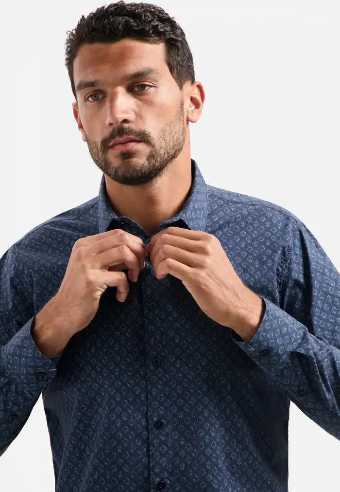 camisa printed strech azul marino - Imagen 2