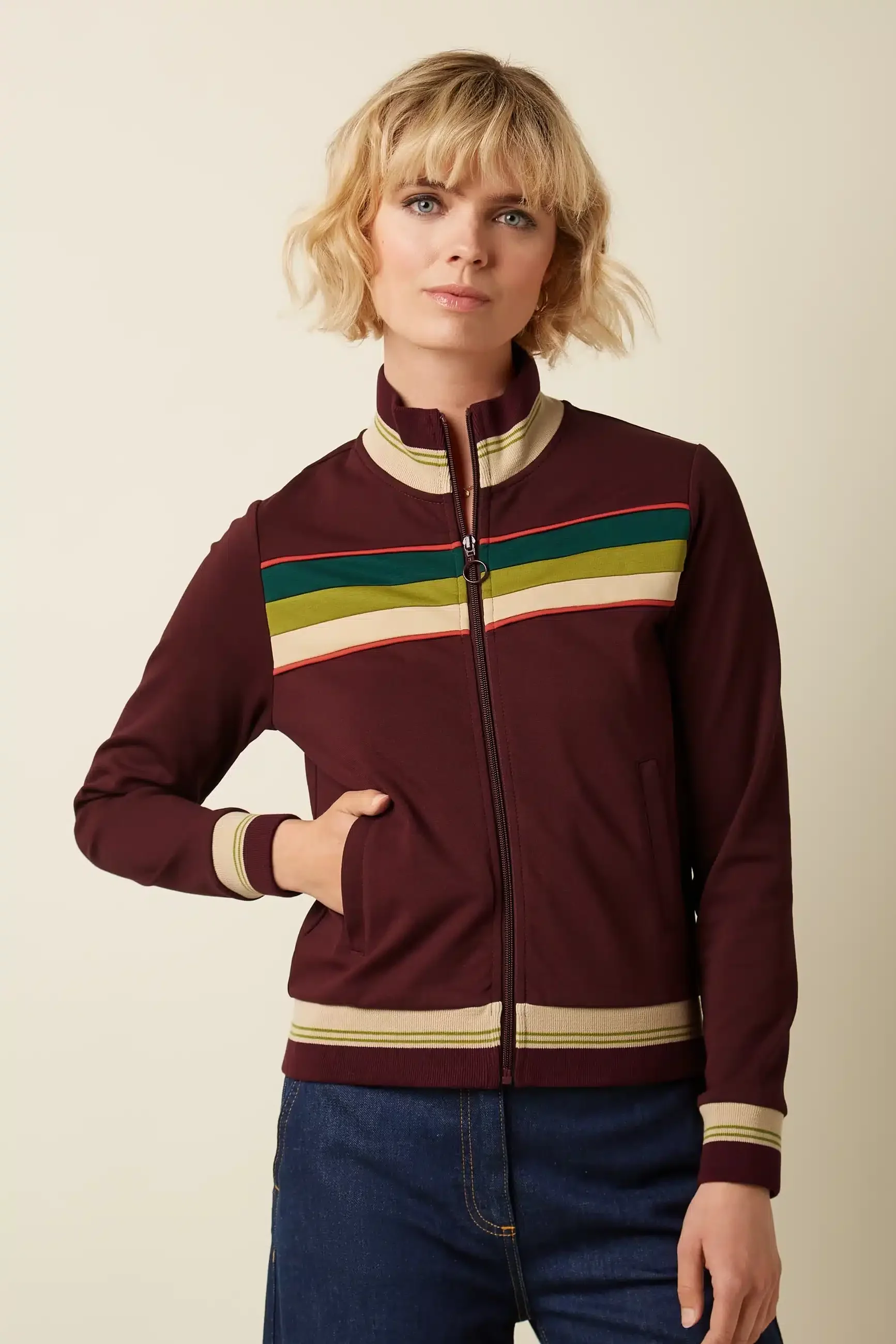 sudadera king louie colorblock daitona burdeos