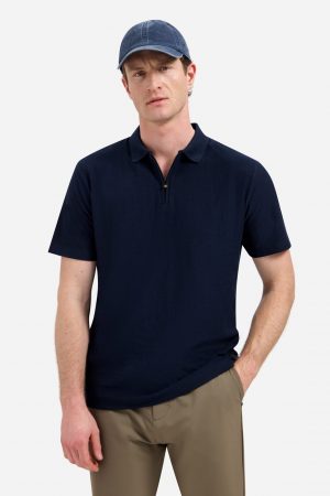 Polo Sleeve Jacquard azul
