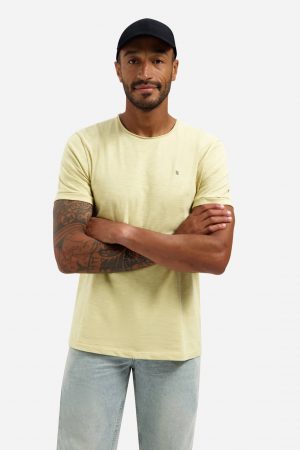 camiseta crerwneck slub amarilla