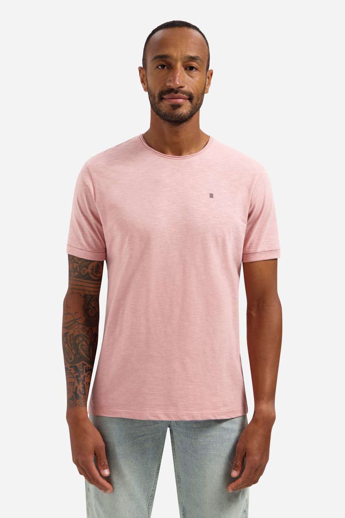 camiseta crewneck slub light mauve