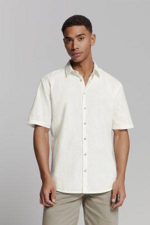 camisa Sleeve Solid With Linen blanca