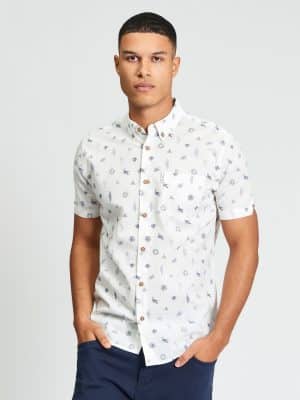 camisa ben sherman festival print blanca