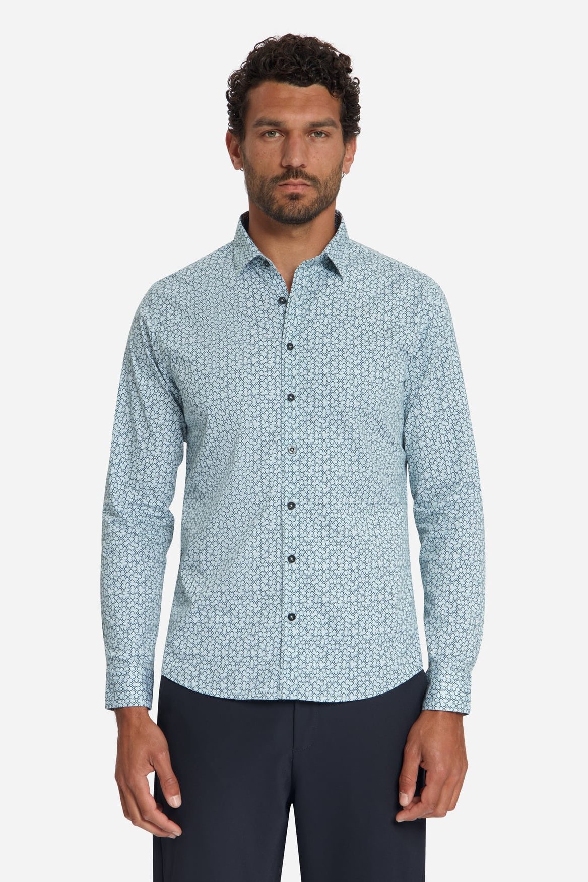 camisa allover printed blue
