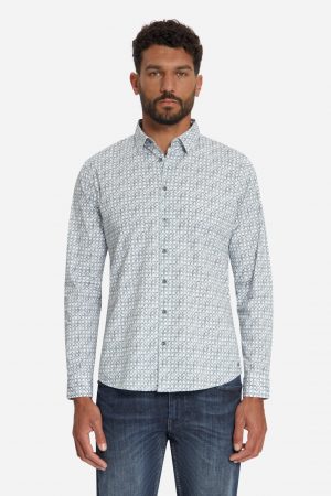 camisa allover printed dusty blue