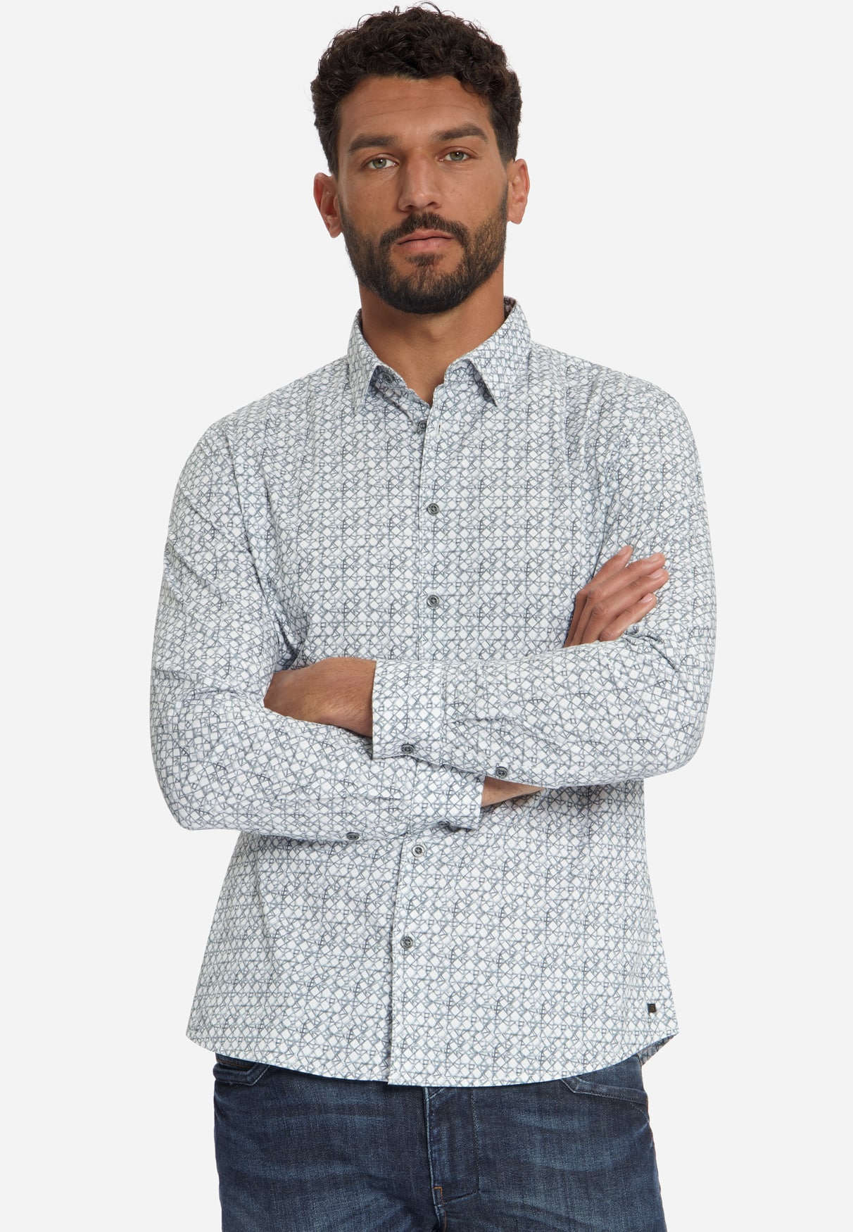 camisa allover printed dusty blue - Imagen 3