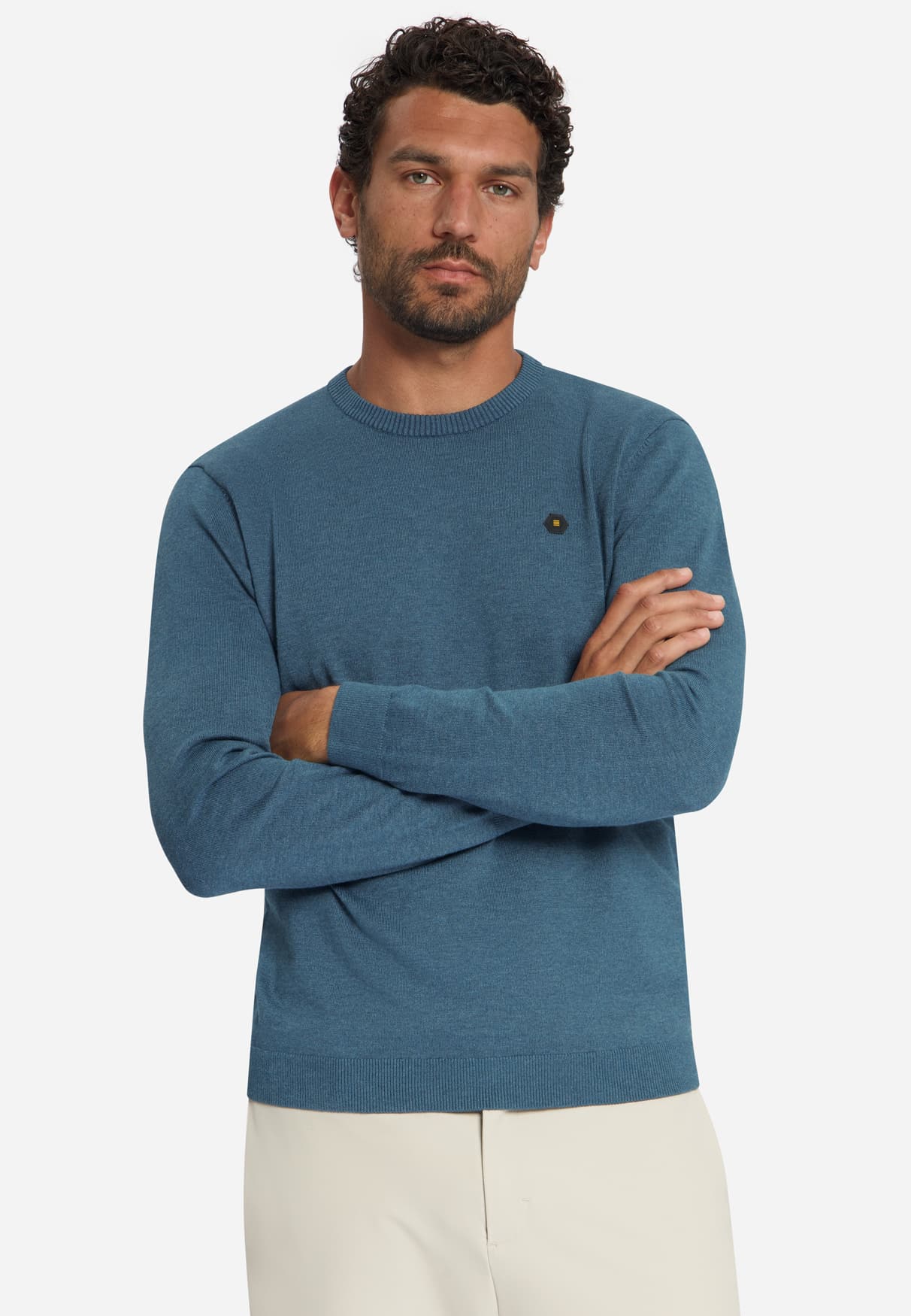 jersey crewneck melange blue - Imagen 3