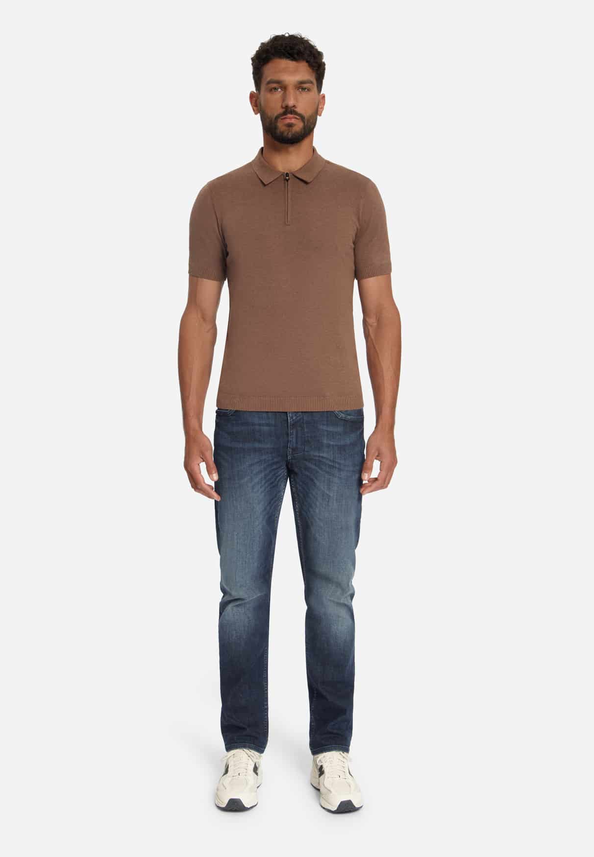polo zip melange light brown - Imagen 2