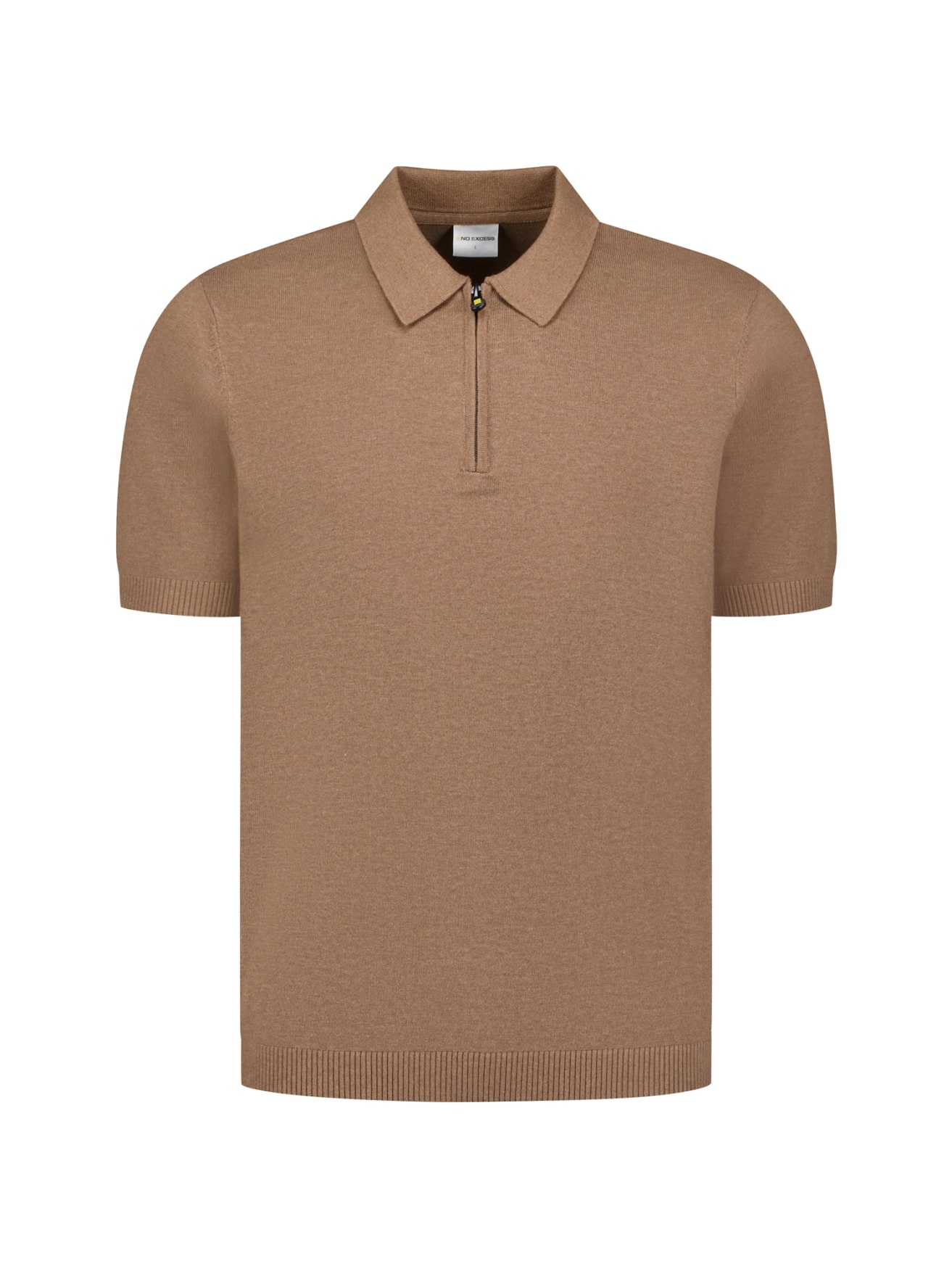 polo zip melange light brown - Imagen 5