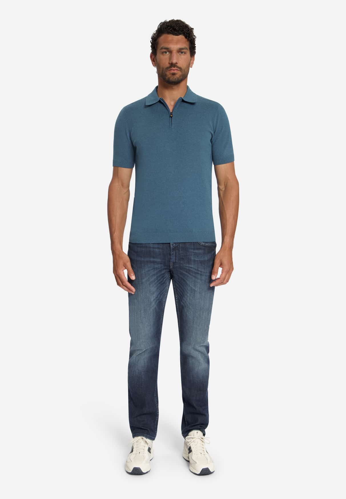 polo zip melange shadow blue - Imagen 2