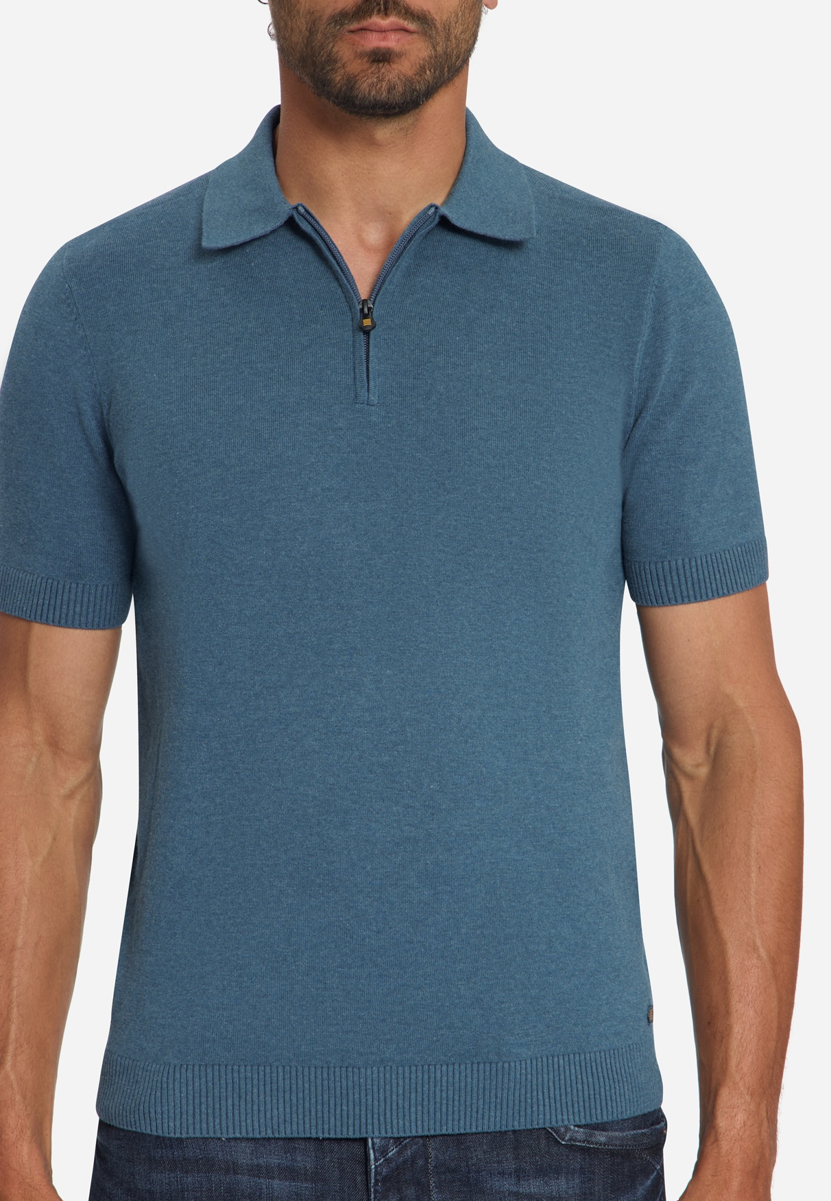 polo zip melange shadow blue - Imagen 4
