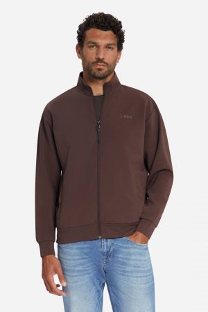 sudadera full zip collar brown