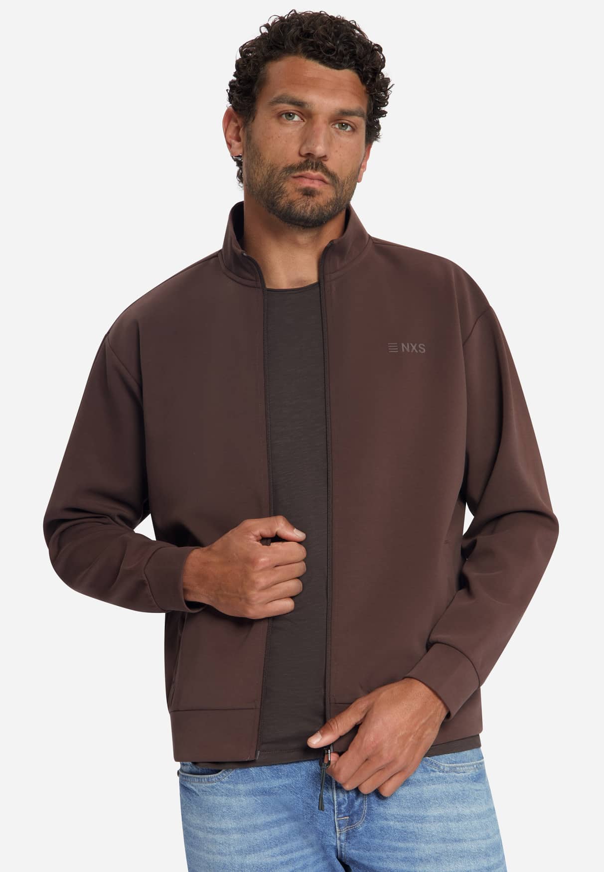 sudadera Full Zip SU Collar brown - Imagen 3