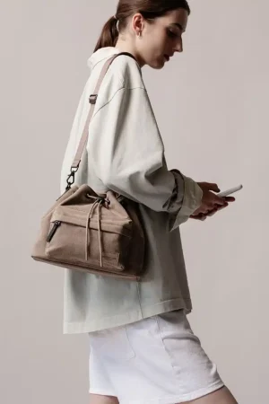 bolso gaston luga splash bucket dusty brown