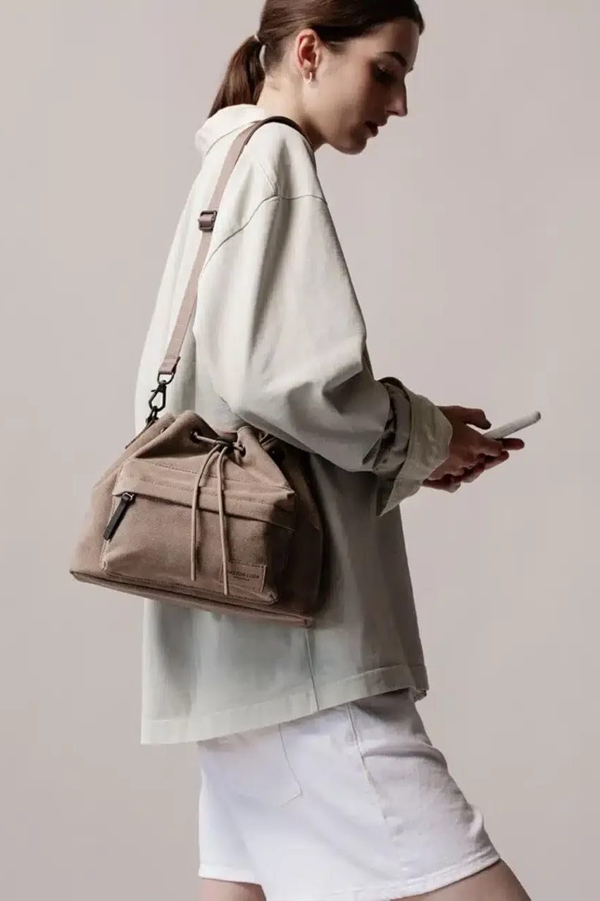 bolso gaston luga splash bucket dusty brown
