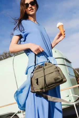 bolso gaston luga splash bucket olive