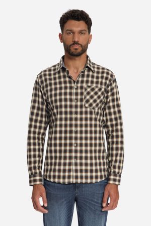 camisa yarn Dyed Check, Herringbone Weave caramel (