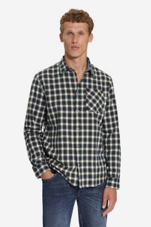 camisa yarn Dyed Check, Herringbone Weave moss