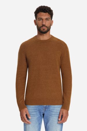 jersey Crew Neck Melange Light Weight with Wool caramel