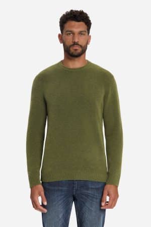 jersey Crew Neck Melange Light Weight with Wool moss