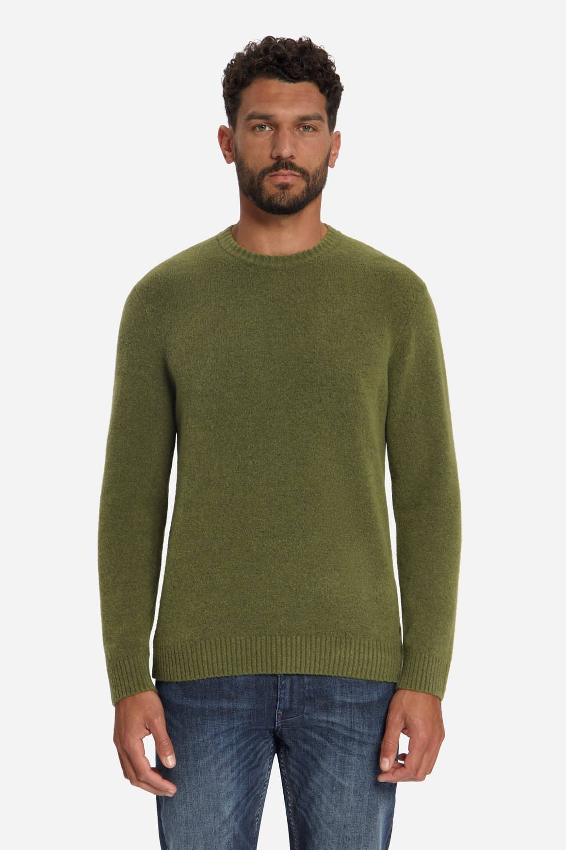 jersey Crew Neck Melange Light Weight with Wool moss