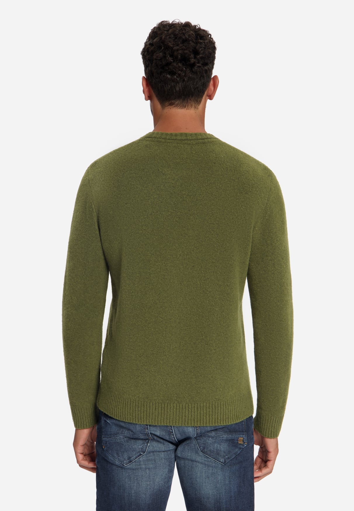 jersey Crew Neck Melange Light Weight with Wool moss - Imagen 4