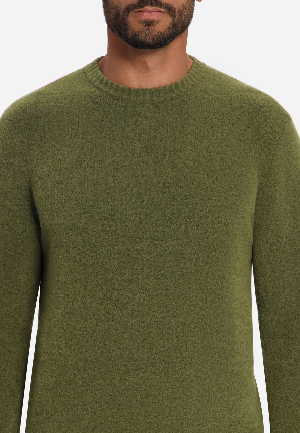 jersey Crew Neck Melange Light Weight with Wool moss - Imagen 3