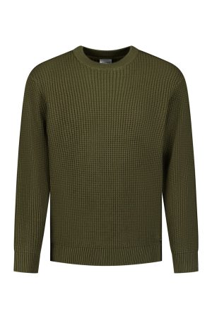 jersey Crewneck Waffle Jacquard moss