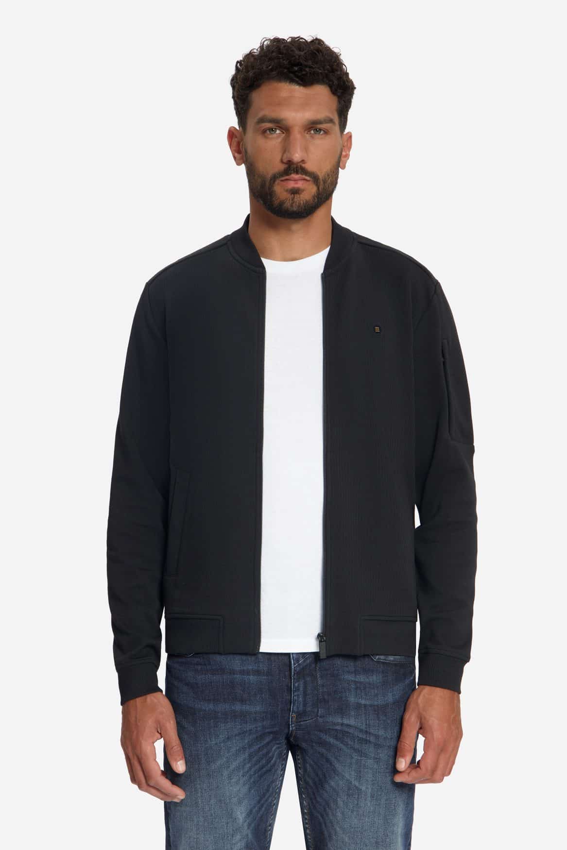 sudadera bomber structure jaquard negra