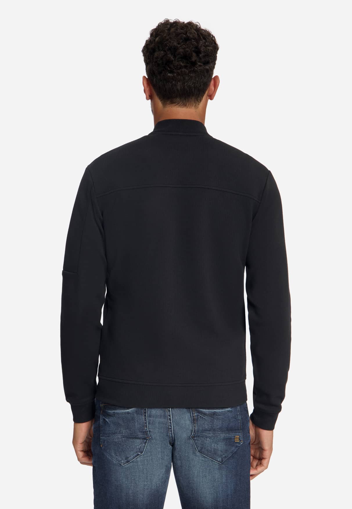 sudadera Full Zip Bomber Structure Jacquard negra - Imagen 5