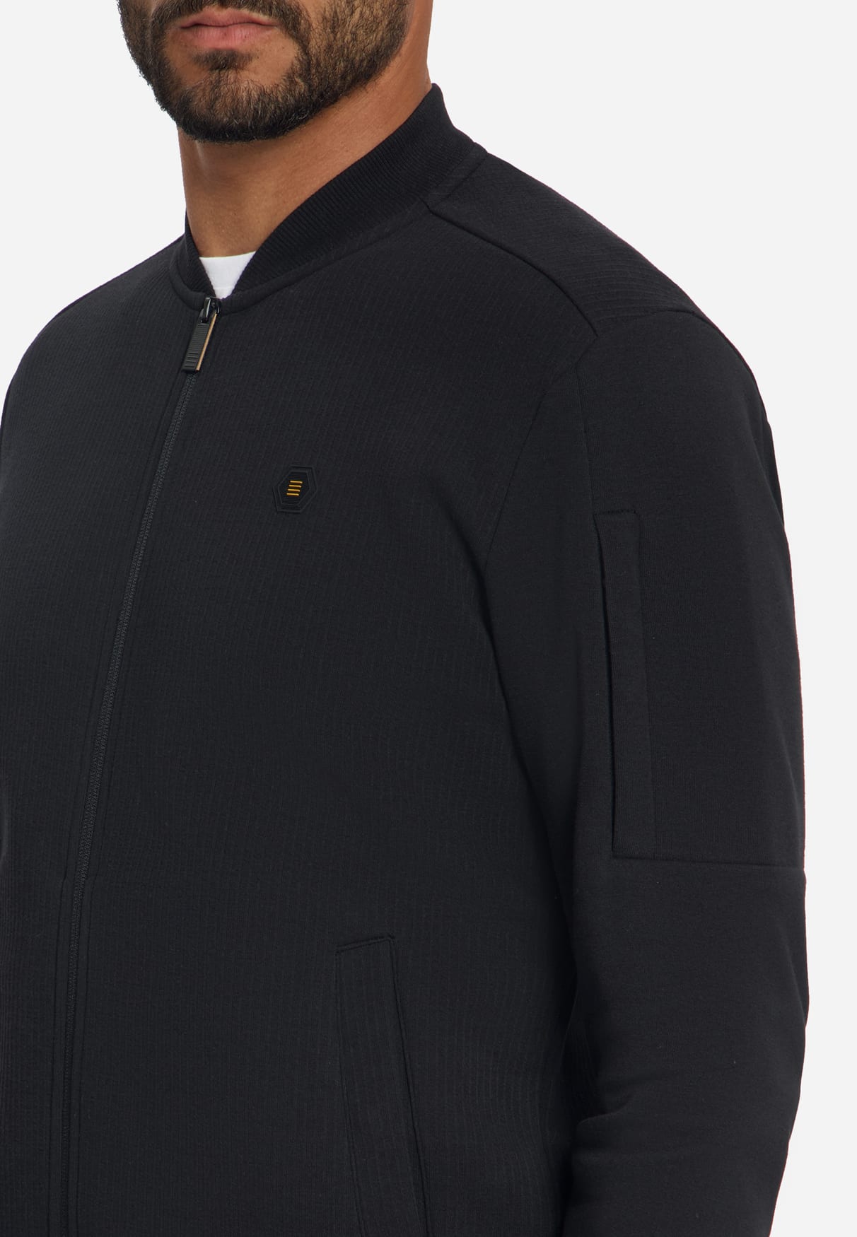 sudadera Full Zip Bomber Structure Jacquard negra - Imagen 4