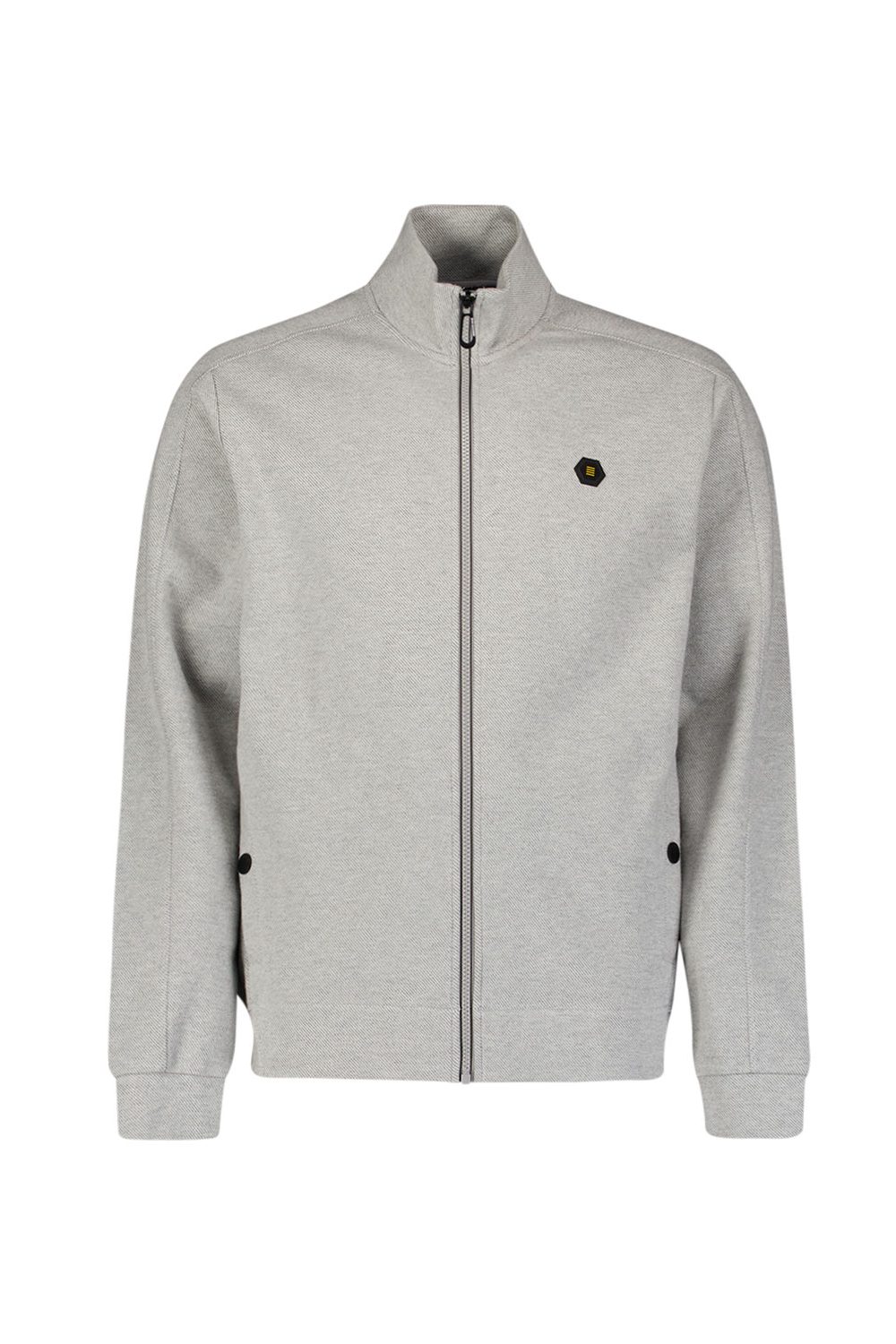 sudadera full zip aspeado gris