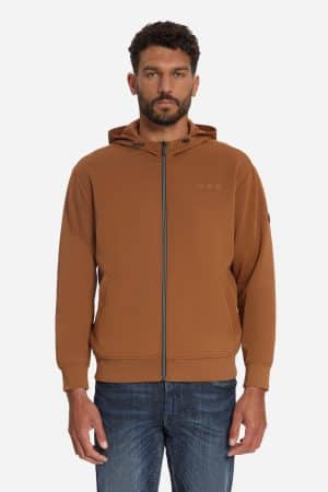sudadera full zip hooded caramel
