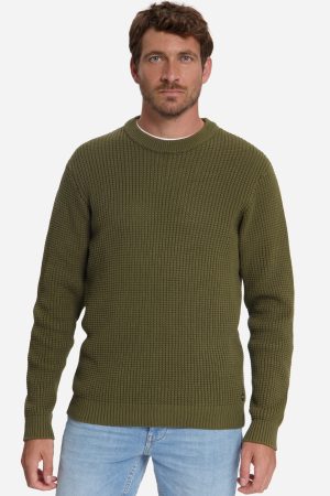 jersey Crewneck Waffle Jacquard moss