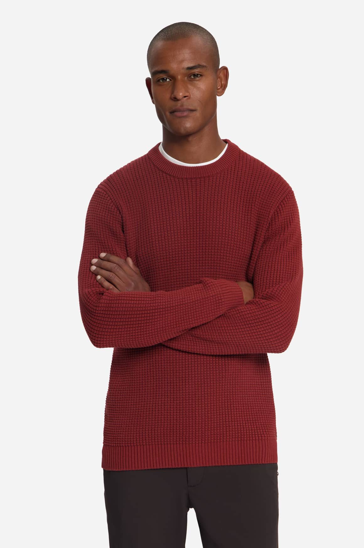 jersey Crewneck Waffle Jacquard cayenne