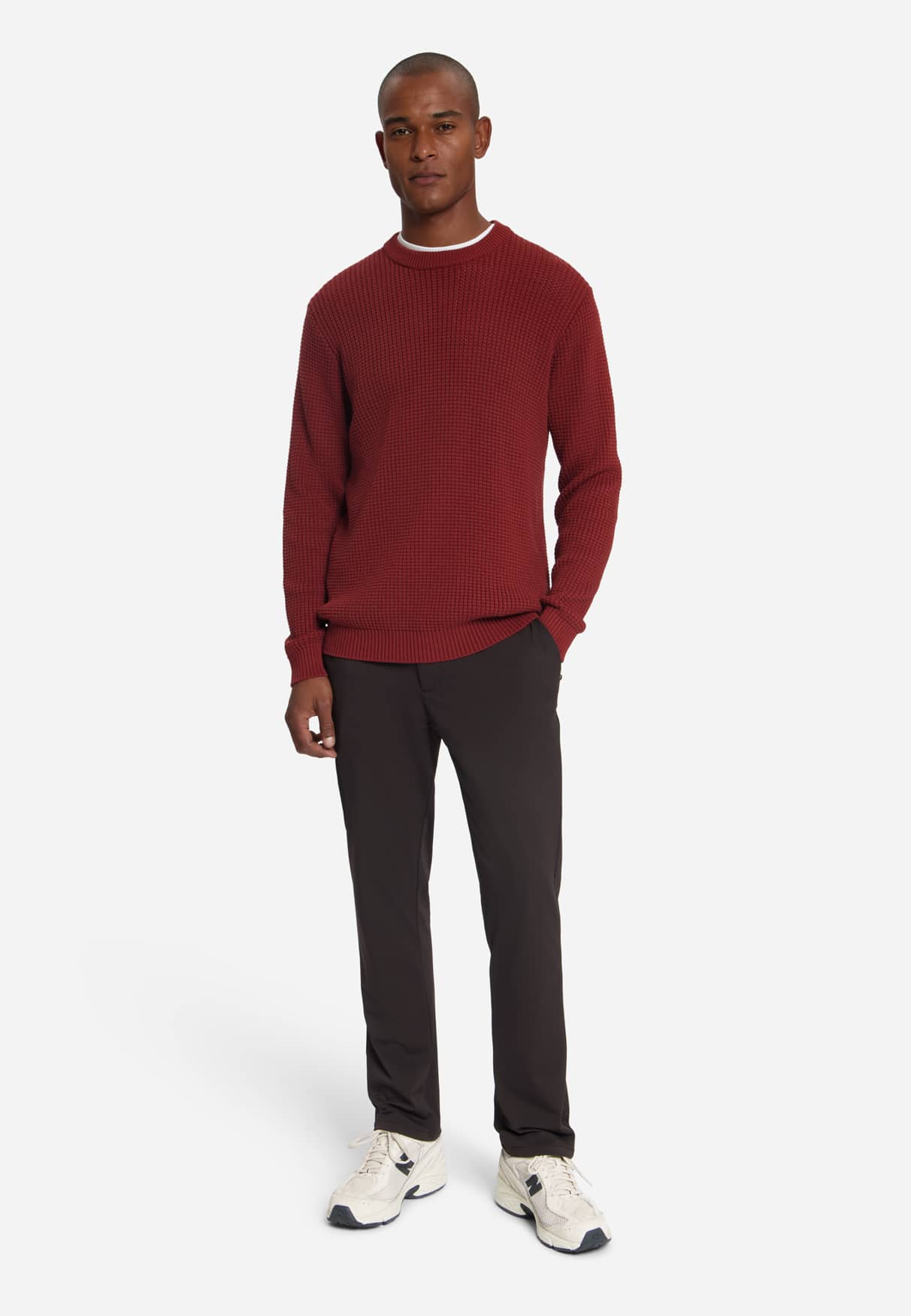 jersey Crewneck Waffle Jacquard cayenne - Imagen 3