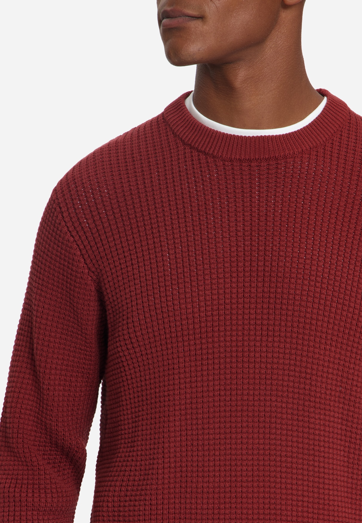 jersey Crewneck Waffle Jacquard cayenne - Imagen 5